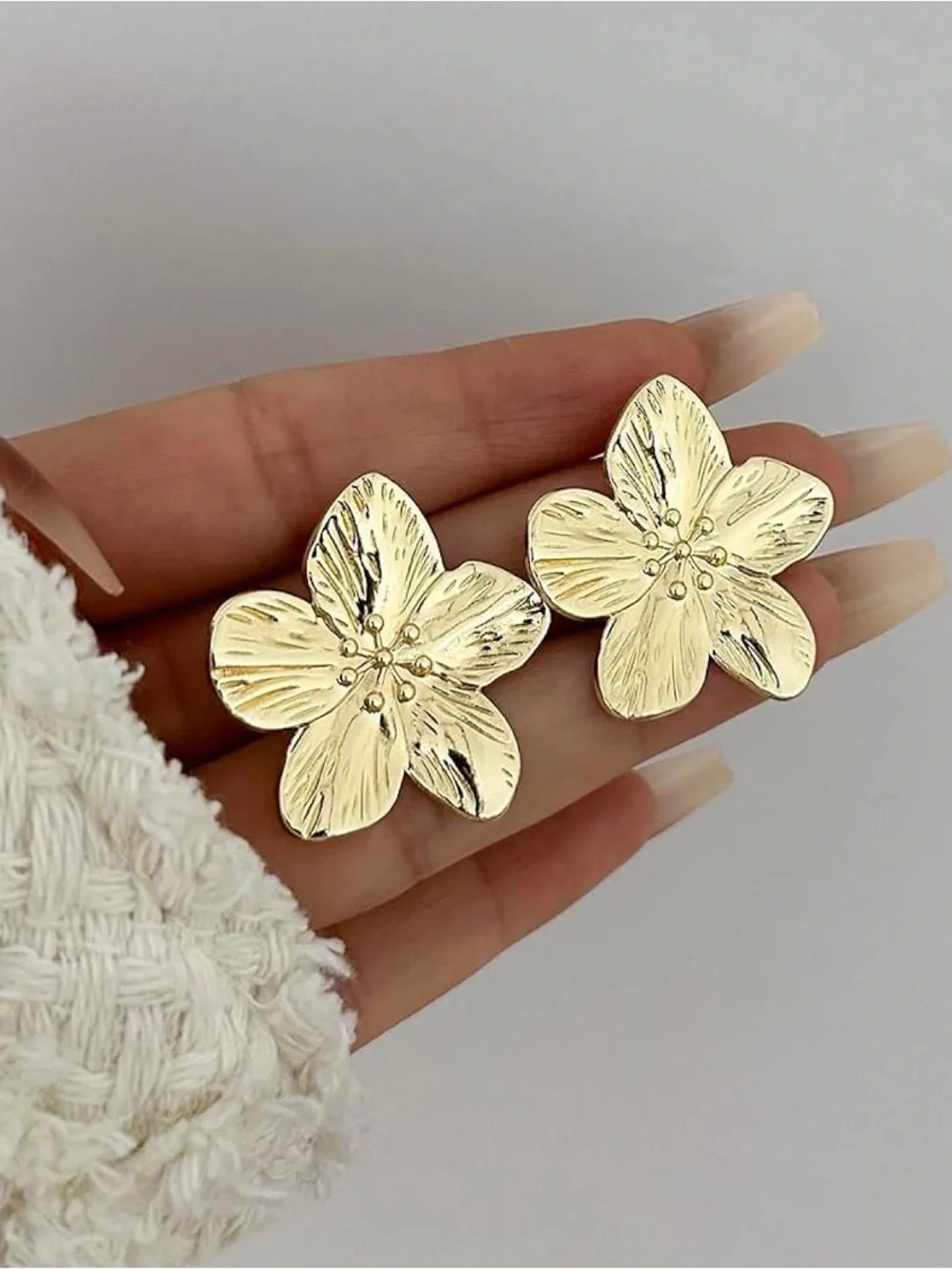 Big Gold Flower Statement Earrings